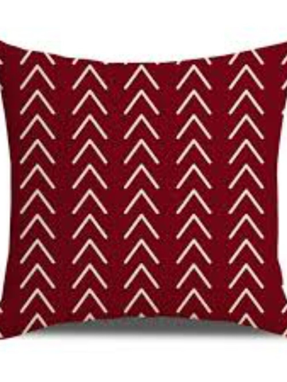 CHEVRONS Pillow Cover Cream and Burgundy Geometric Design 18 x 18 inches